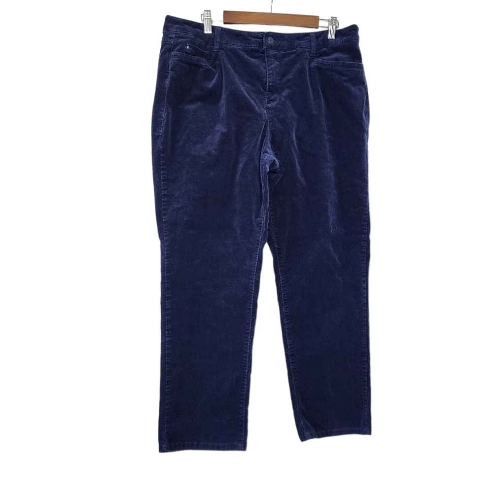 Croft & Barrow Blue Corduroy Stretch Straight leg Women's Pants Size 16 Short